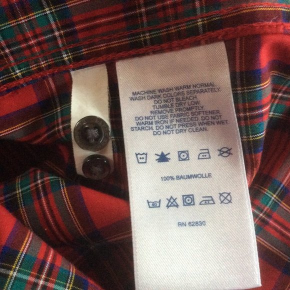 Lands' End Tartan Red Plaid Long Sleeve No Iron Supima Popover Blouse Size 6 - Picture 6 of 7